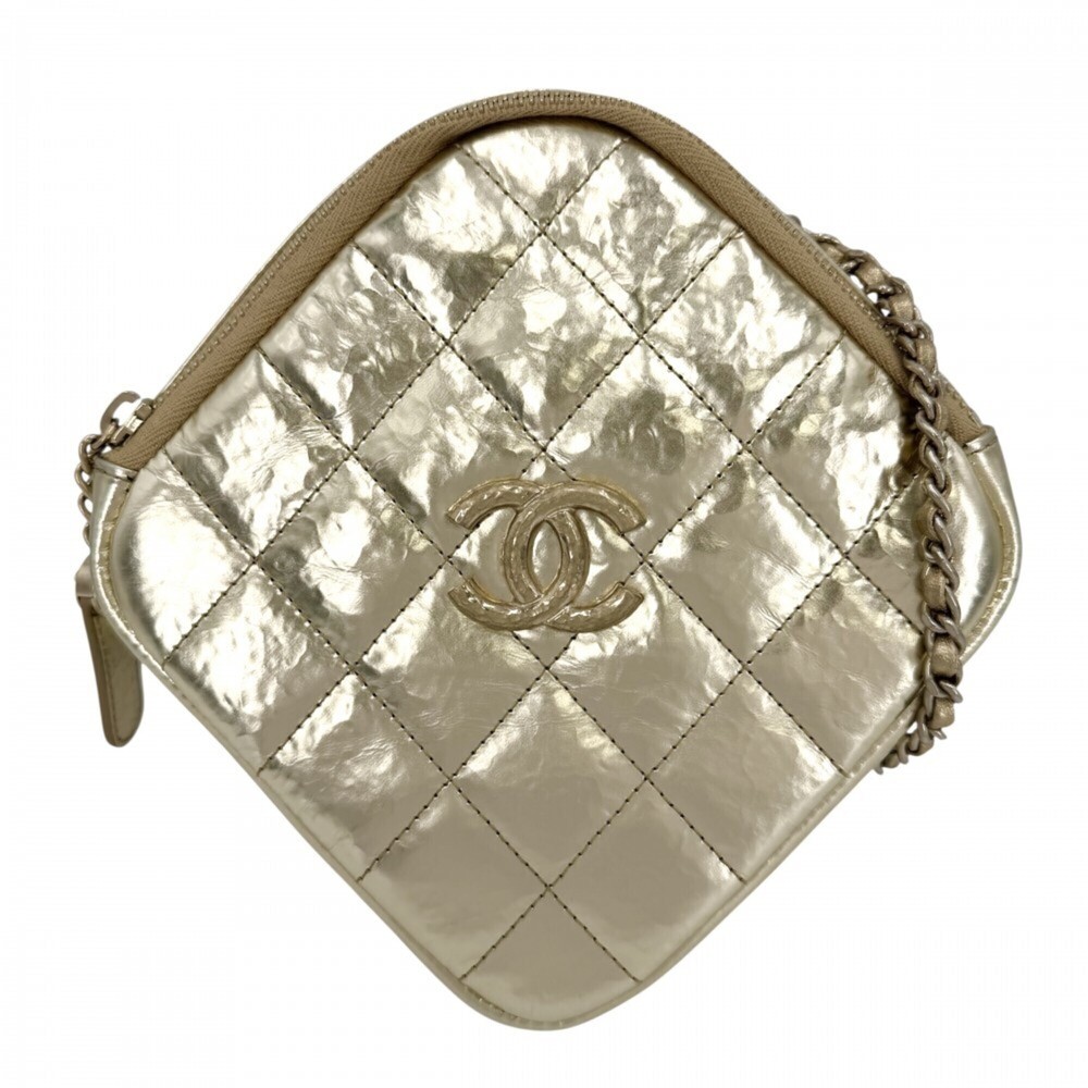 Chanel shoulder bag for women, metallic, Matelassé, chain strap, Coco Mark, l...